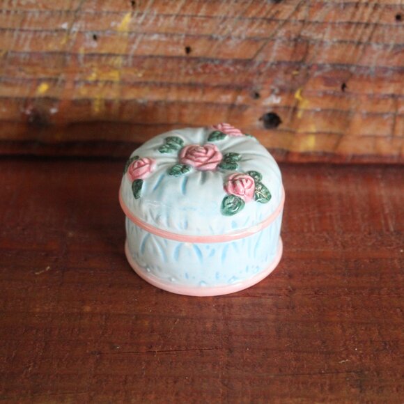 JCM Ceramic Floral Ring Dish Trinket Box - Picture 1 of 10